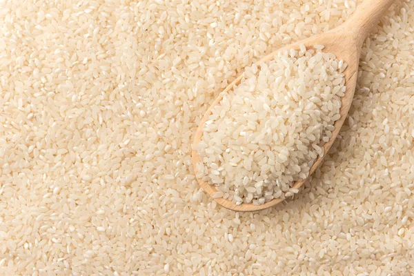 Rice Background Wooden Spoon — Stock Photo, Image