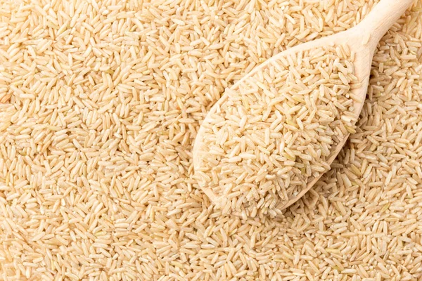 Rice Background Wooden Spoon — Stock Photo, Image