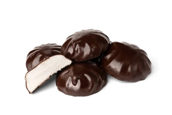 Choklad Marshmallow Isolerad Vit Bakgrund — Stockfoto