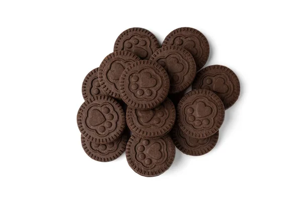 Chokladkakor Med Mjölk Fyllning Isolerad Vit Bakgrund — Stockfoto