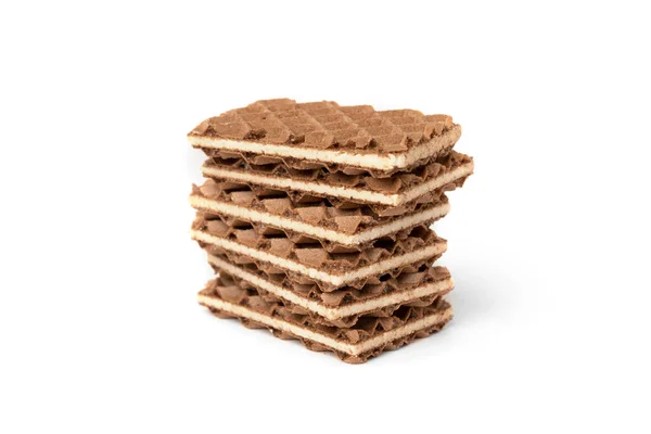 Gofres Chocolate Con Relleno Leche Aislado Sobre Fondo Blanco —  Fotos de Stock