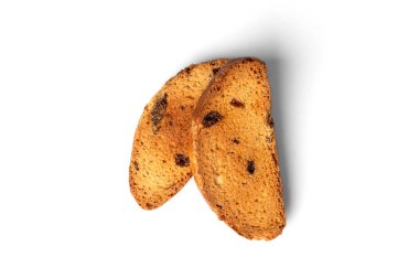 Beyaz arkaplanda kıtır kıtır rusk.