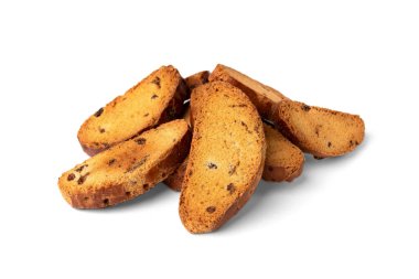 Beyaz arkaplanda kıtır kıtır rusk.