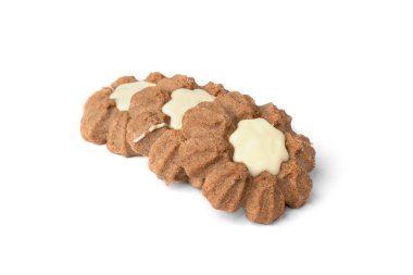 Beyaz arka planda izole çikolatalı kurabiyeler..