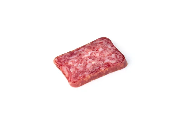 Salame Salsiccia Isolato Sfondo Bianco — Foto Stock