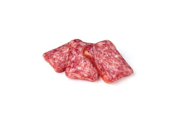 Saucisse Salami Isolée Sur Fond Blanc — Photo