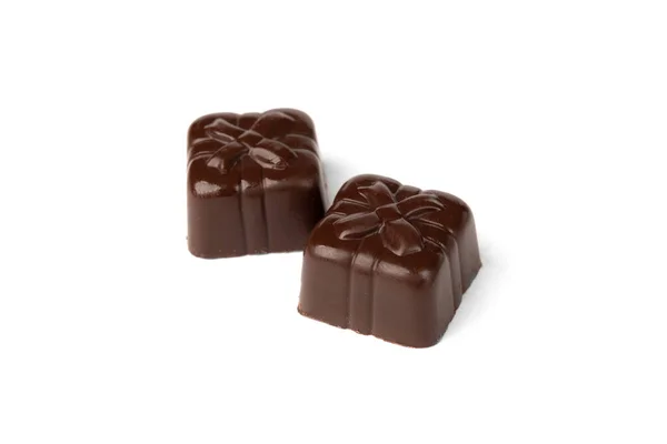 Doces Chocolate Forma Coração Isolado Fundo Branco — Fotografia de Stock