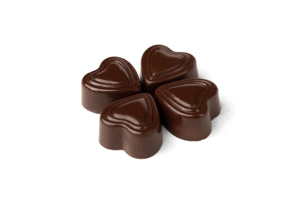 Choklad Godis Hjärtform Isolerad Vit Bakgrund — Stockfoto