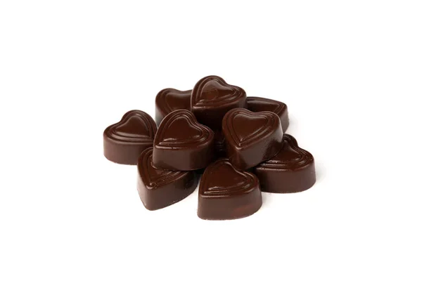 Čokoládové Bonbóny Tvaru Srdce Izolované Bílém Pozadí — Stock fotografie