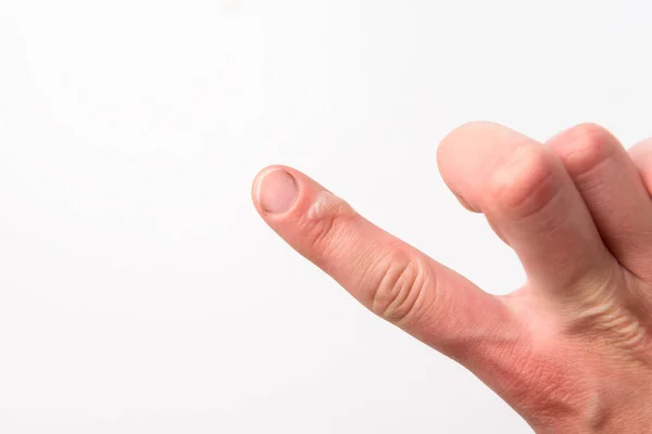 Κάψτε Δάχτυλό Σας Γκρι Φόντο — Φωτογραφία Αρχείου