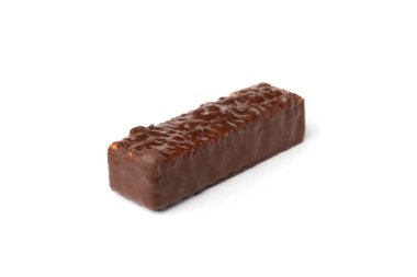 Beyaz arka planda fındıklı çikolatalı waffle..