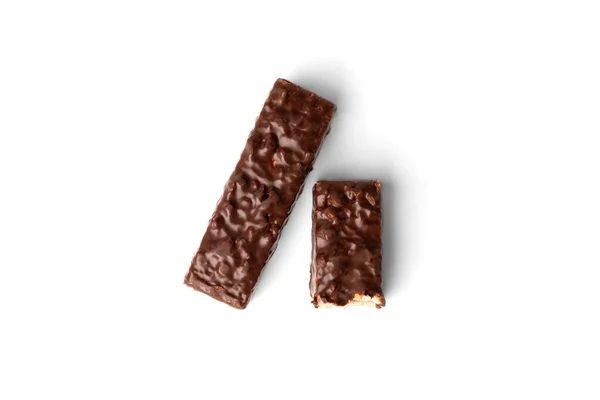 Schokoladenwaffeln Mit Nüssen Isoliert Auf Weißem Hintergrund — Stockfoto