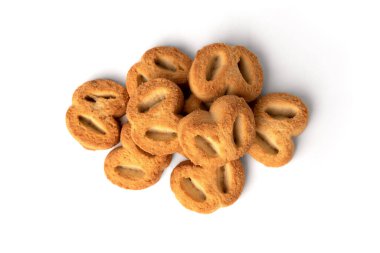 Beyaz arkaplanda izole edilmiş küçük ekmek kulağı.