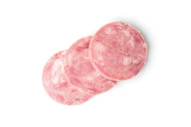 Kaynamış sosis beyaz arkaplanda izole edilmiş..