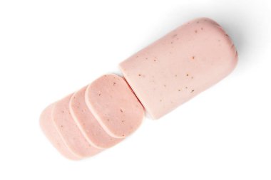 Beyaz arka plan üzerinde izole tavuk jambon.