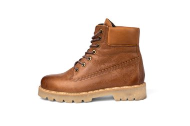 Beyaz arka planda izole edilmiş kırmızı kış deri botları..