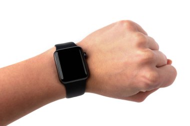 Siyah spor akıllı seğirmesi beyaz arkaplanda izole edildi.