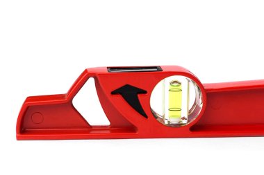 Kırmızı bina seviyesi beyaz arkaplanda izole edildi.