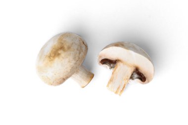 Şampiyon mantarları beyaz arkaplanda izole.