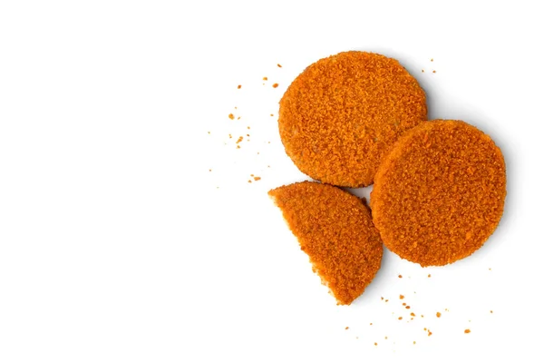 Fish Burgers Crumbs Isolated White Background Top View — Stock Photo, Image