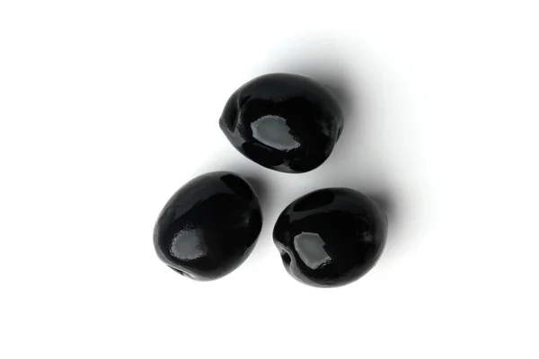 Schwarze Oliven Isoliert Auf Weißem Hintergrund Ansicht Von Oben — Stockfoto