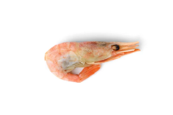 Unpeeled Shrimp Isolated White Background Top View — Stock Photo, Image