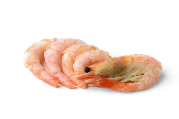 Peeled Unpeeled Shrimps Isolated White Background — Stock Photo, Image