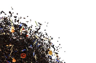 Beyaz arka planda izole edilmiş kırmızı ve elma çayı..