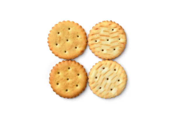 Cracker Sale Isolati Sfondo Bianco Vista Dall Alto — Foto Stock