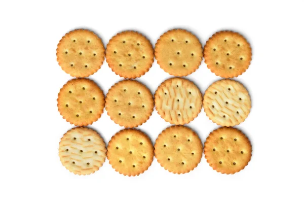 Cracker Sale Isolati Sfondo Bianco Vista Dall Alto — Foto Stock