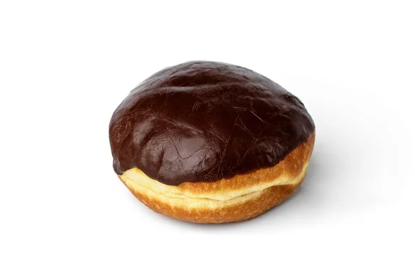 Donut Mit Schokoladenglasur Isoliert Auf Weißem Hintergrund — Stockfoto