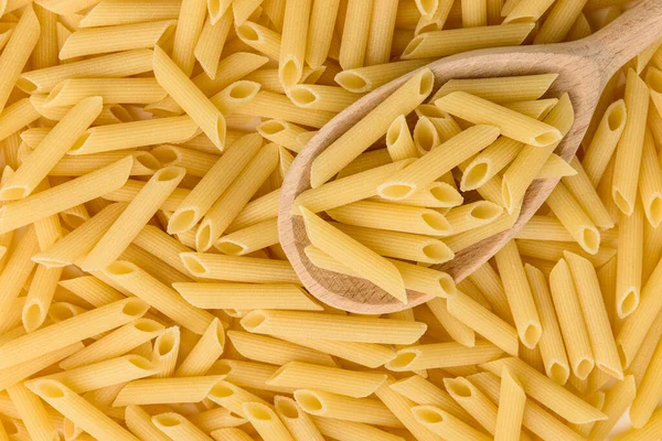 Pasta Cucchiaio Legno Isolata Fondo Bianco — Foto Stock