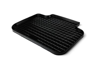 Siyah plastik araba paspası beyaz arkaplanda izole edildi.