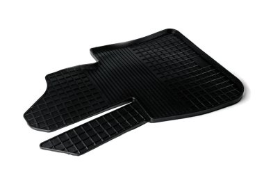 Siyah plastik araba paspası beyaz arkaplanda izole edildi.