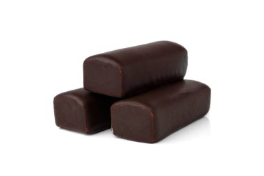 Glazed cheese bars isolated on white background.