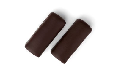 Glazed cheese bars isolated on white background.