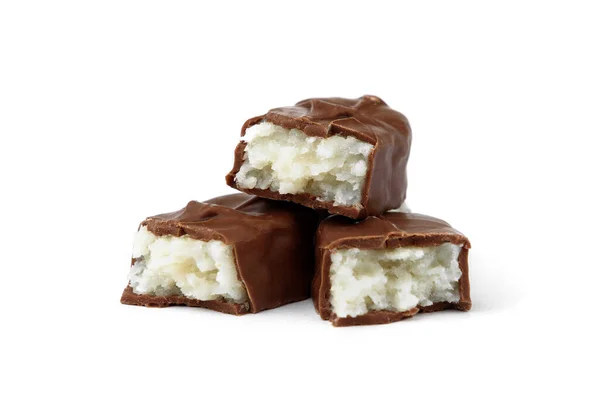 Choklad Bar Med Kokos Fyllning Isolerad Vit Bakgrund — Stockfoto