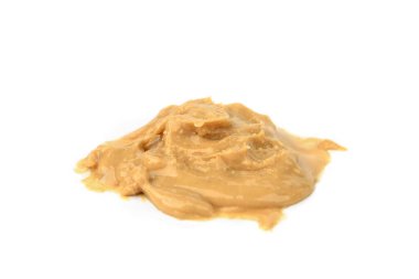 Beyaz arkaplanda izole edilmiş fıstık ezmesi.