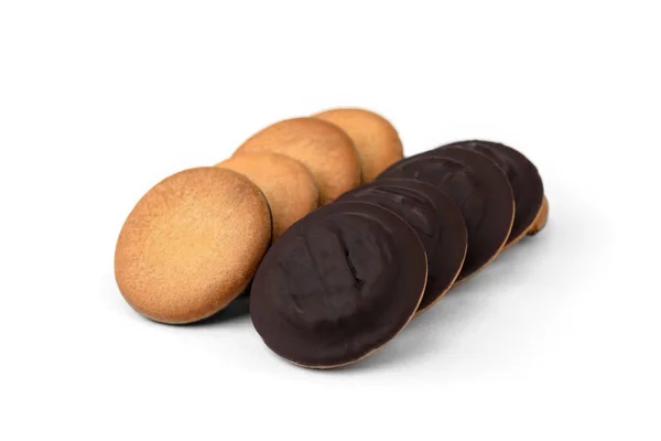 Hromada Čokoládové Sušenky Oranžovou Marmeládou Izolované Bílém Pozadí — Stock fotografie
