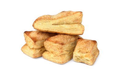 Beyaz arkaplanda izole edilmiş puf böreği (dil).