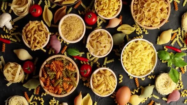 Diferentes Tipos Pasta Mesa — Vídeos de Stock