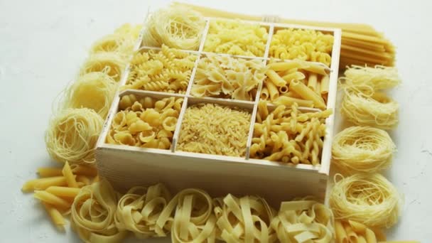 Diversi Tipi Pasta Tavola — Video Stock