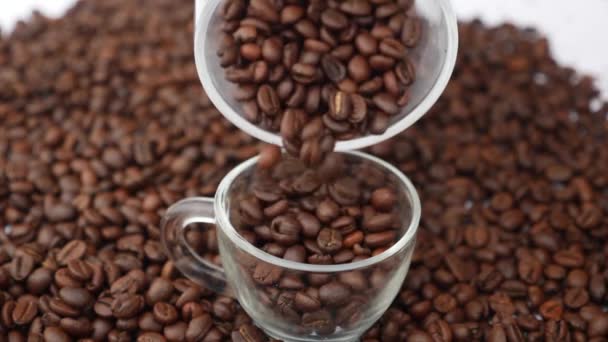 Närbild Doftande Rostade Kaffebönor — Stockvideo