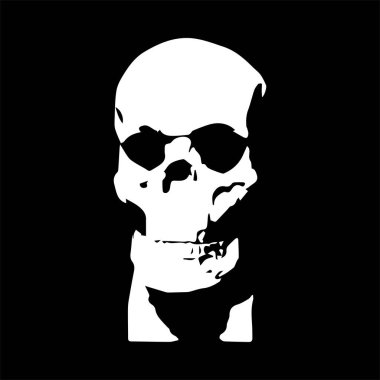 Siyah zemin üzerinde vektör içinde beyaz insan kafatası.