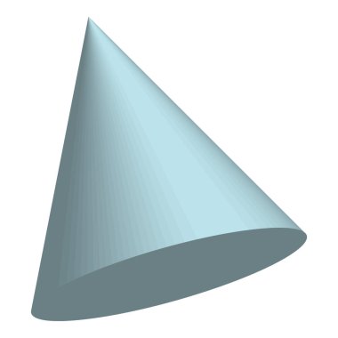 Beyaz bir arkaplanda, üç boyutlu hacimli bir piramit turkuaz (mavi) renginde, vektör olarak bir açıyla resmedilir..
