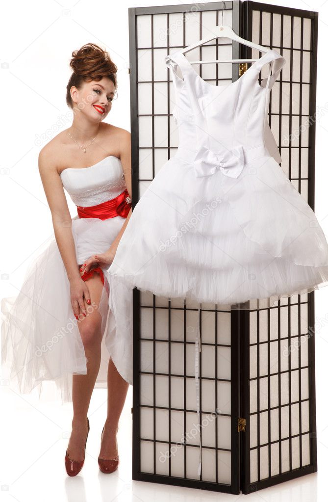 Pin Up Bride Near Folding Screen Stock Photo C Furmananna 91134238