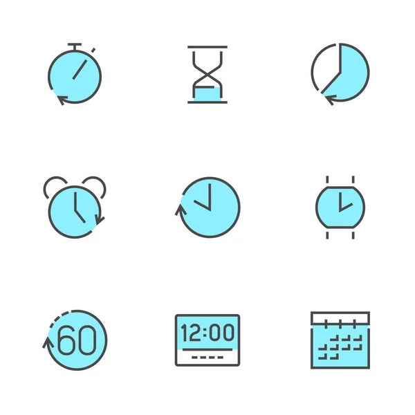 时间概念时钟线矢量图标 — 图库矢量图片