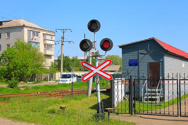 Konventionell järnväg korsning — Stockfoto