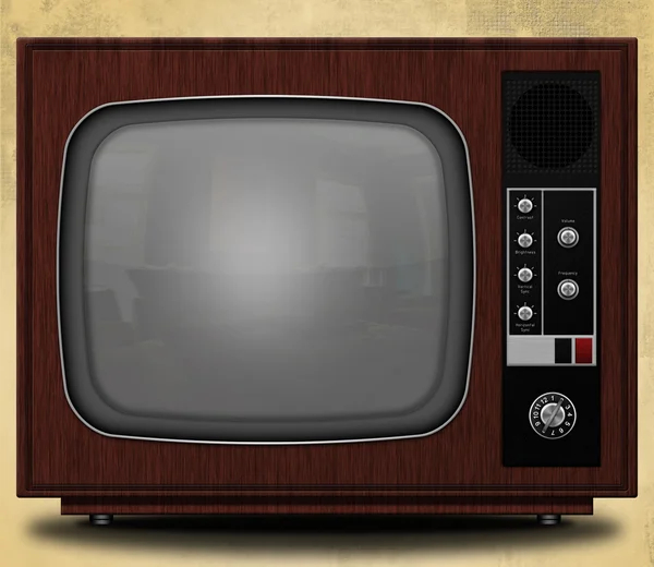 Retro tv op vintage achtergrond — Stockfoto