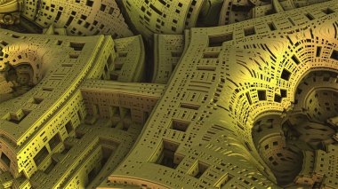 3D illüstrasyon soyut geometrik kompozisyon dijital sanat eserleri.